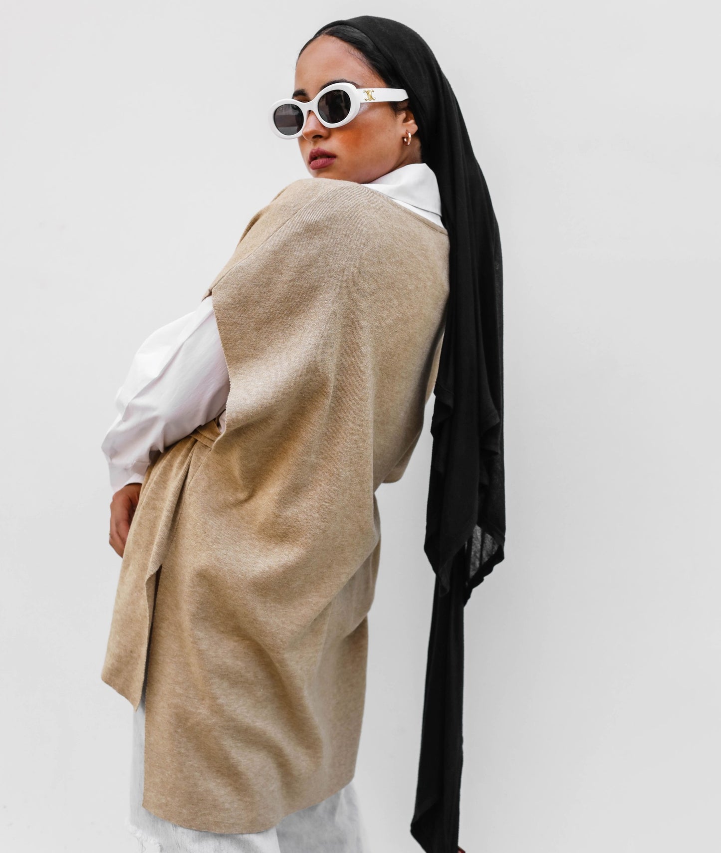 Oversized Knit Vest Beige