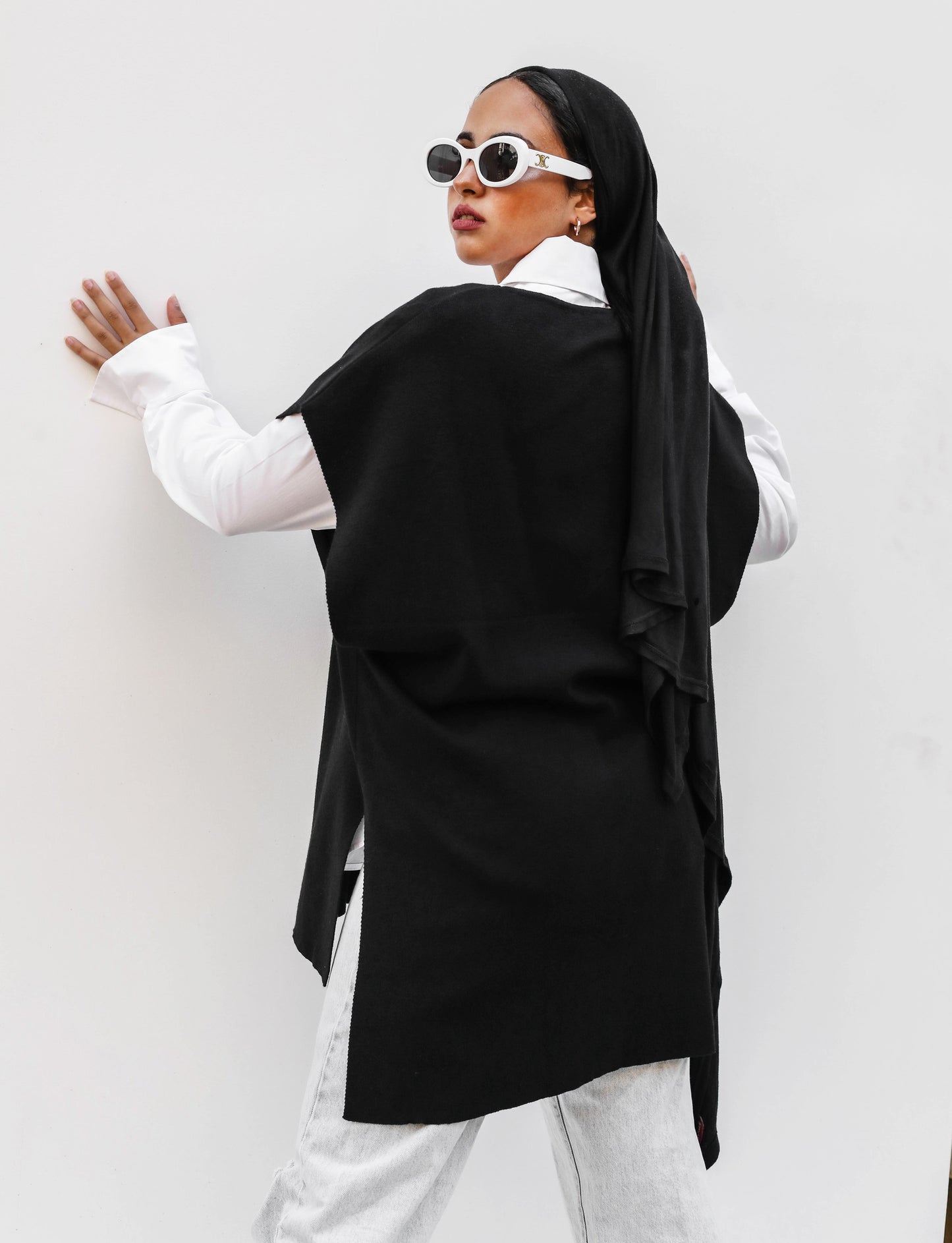 Oversized Knit Vest Black