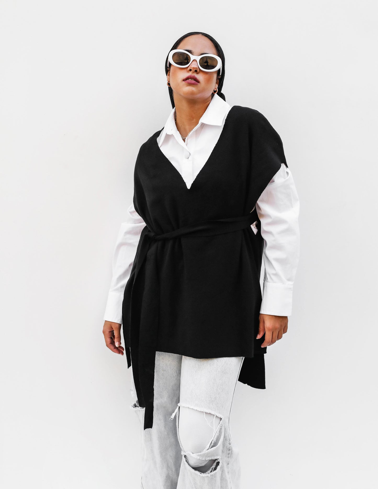 Oversized Knit Vest Black