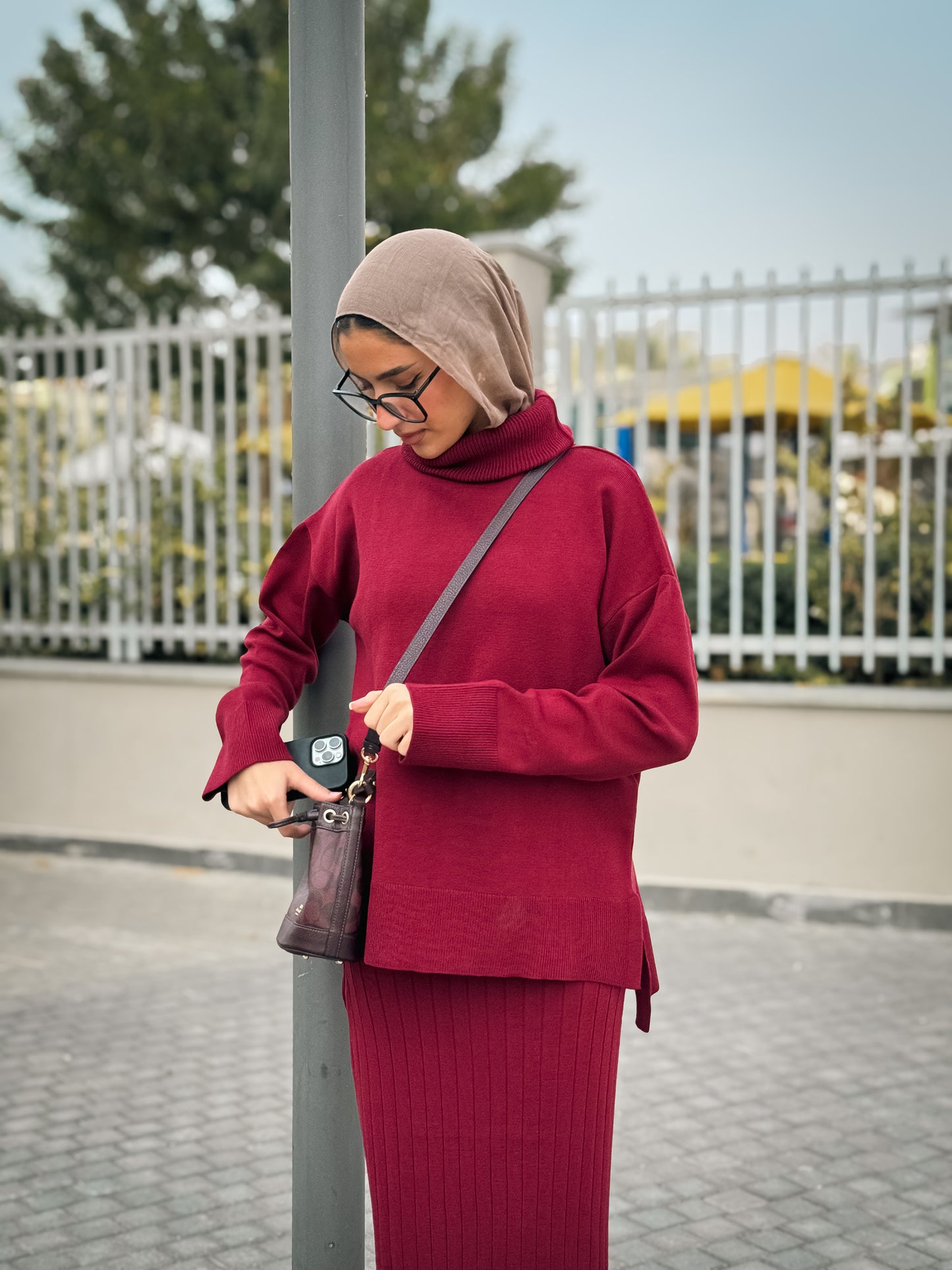 Skirt Set - Burgundy