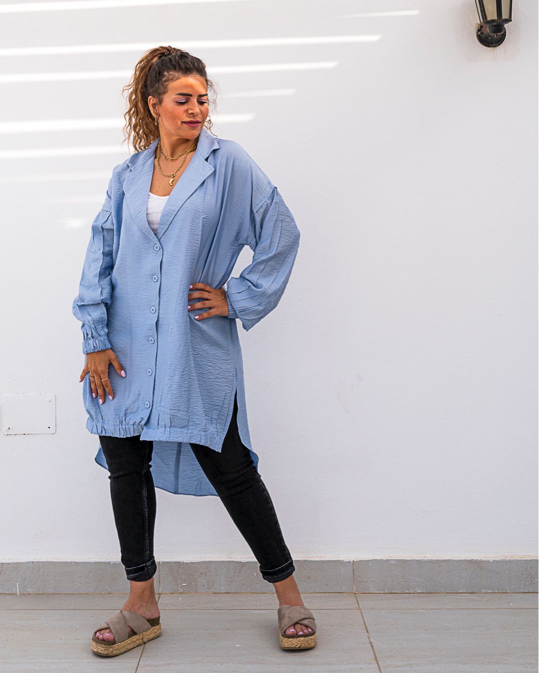 Linen Blouse Baby Blue