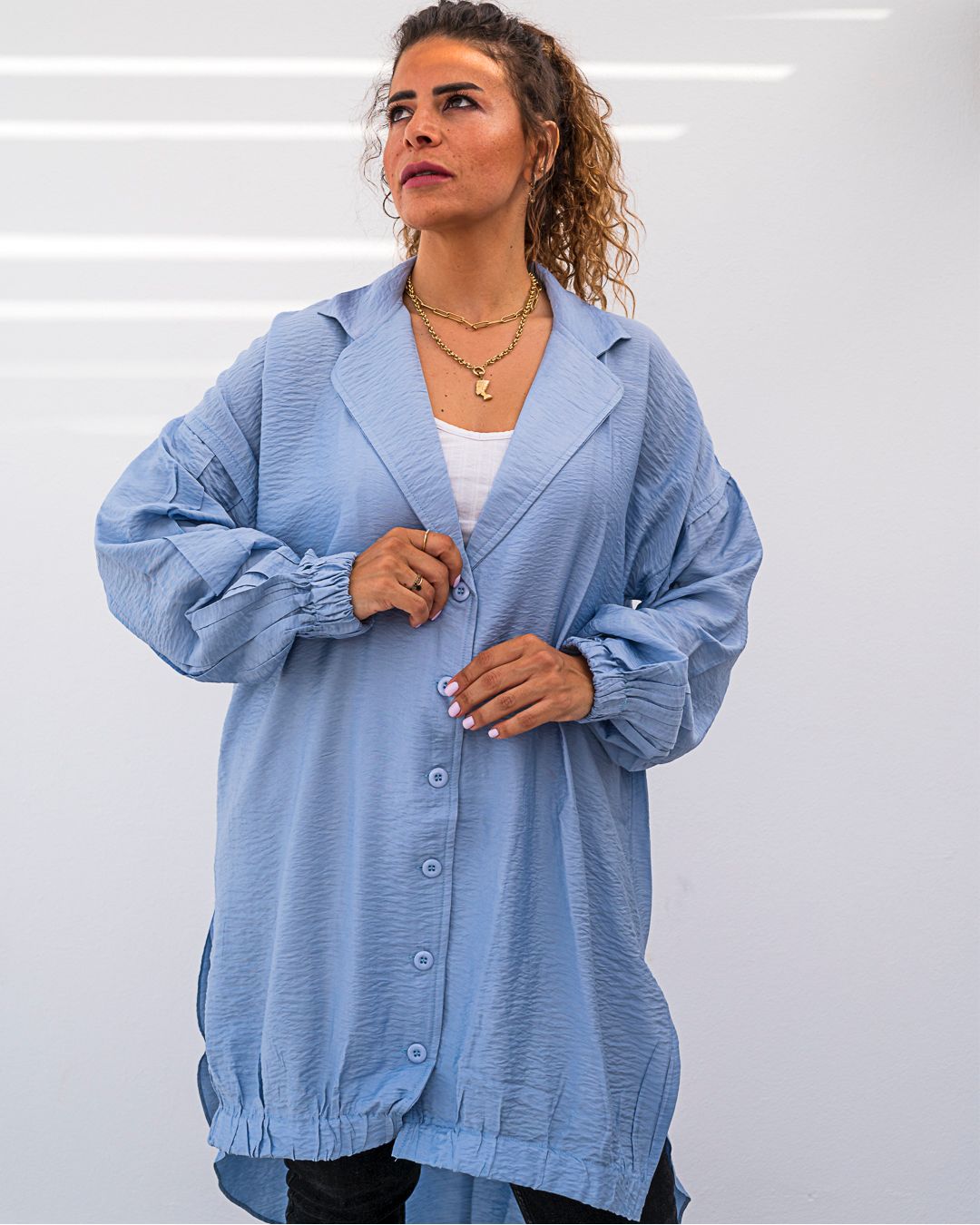 Linen Blouse Baby Blue