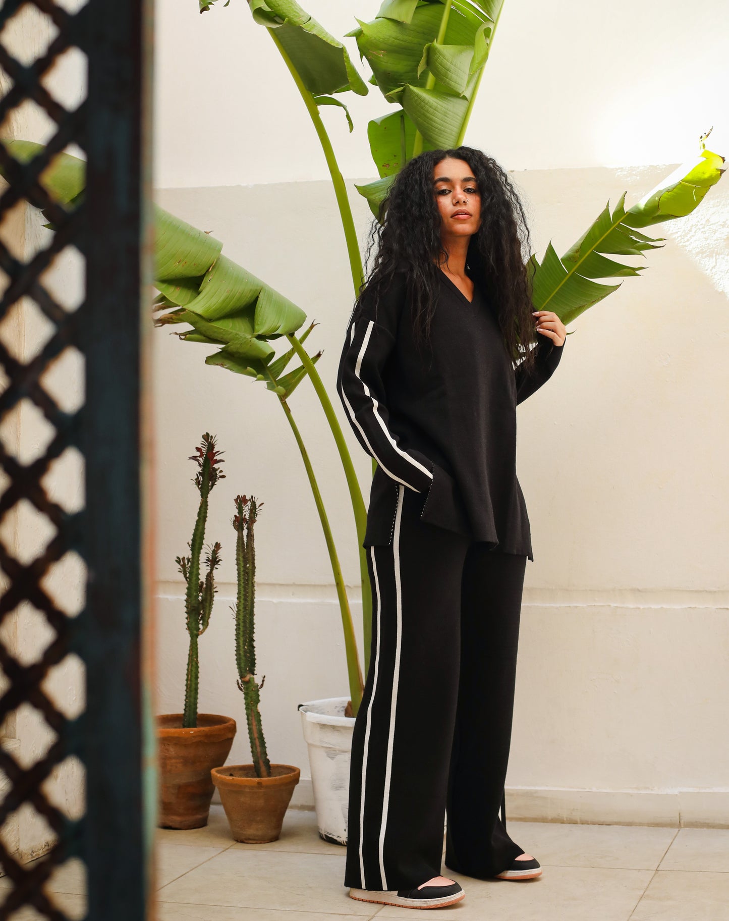 Line Knitwear Set Black