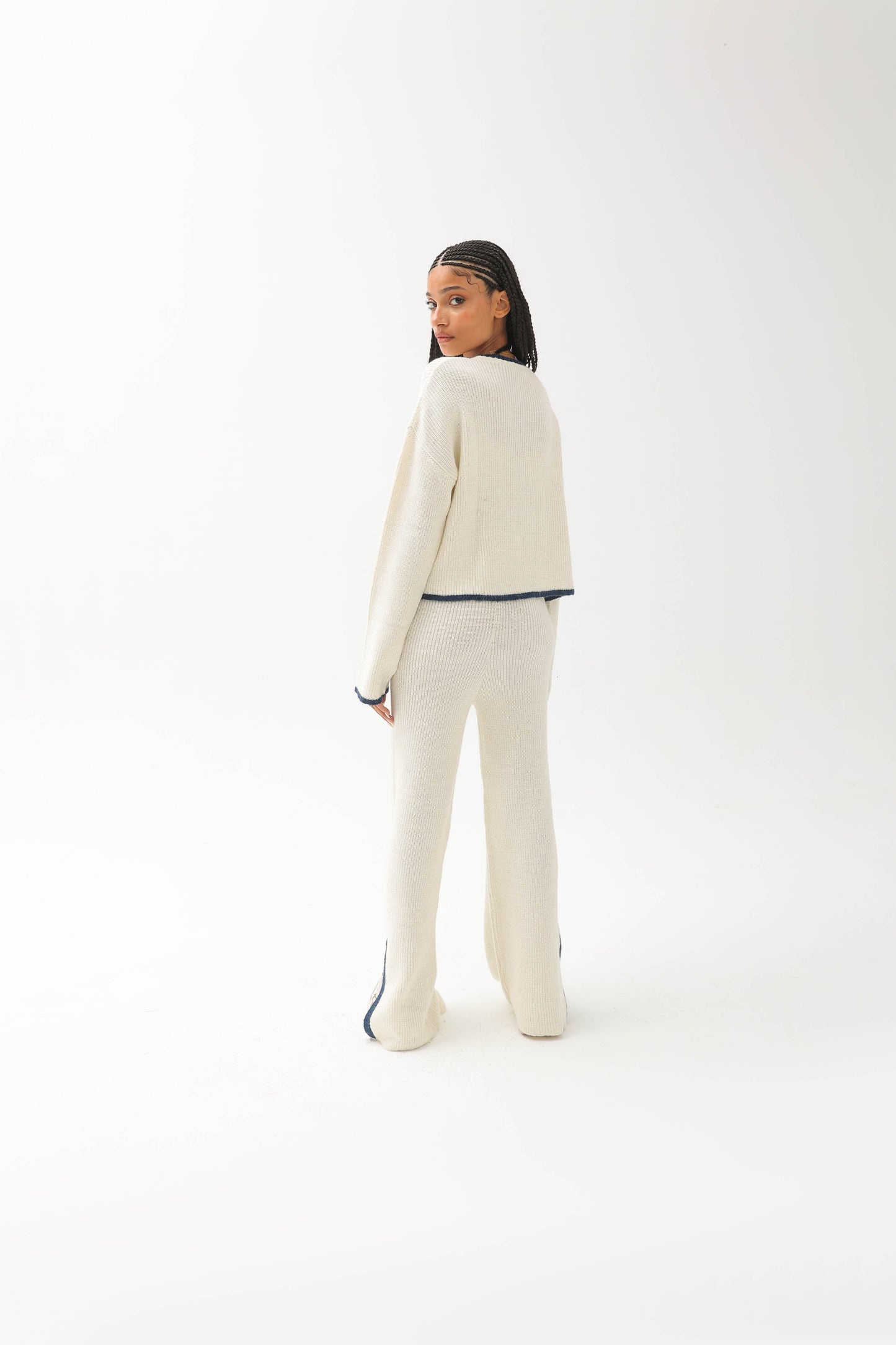 Knit Sweaters Two Piece Set White