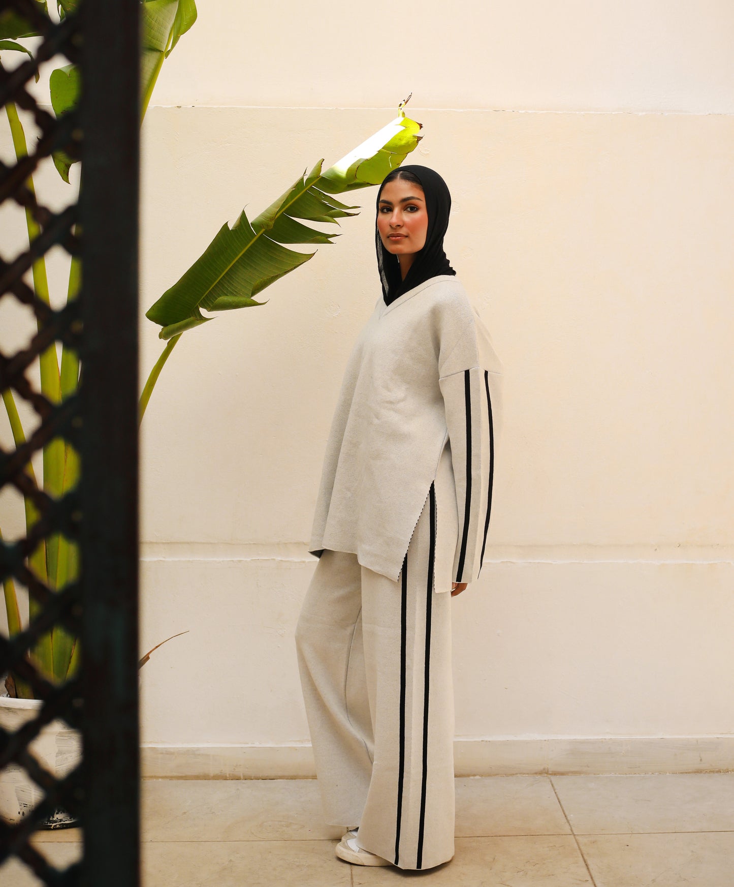 Line Knitwear Set White