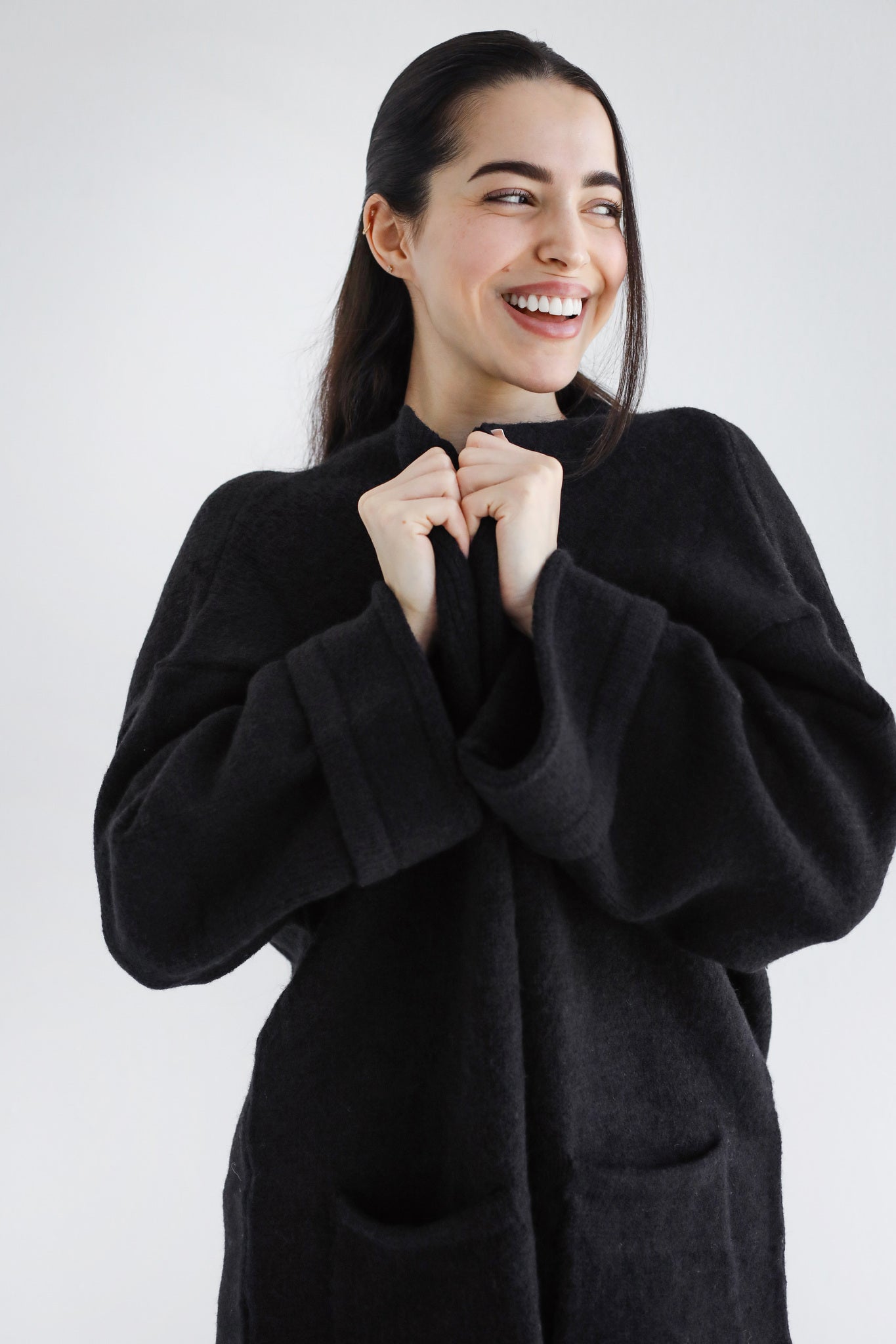 Heavy Knitwear Coat - Black