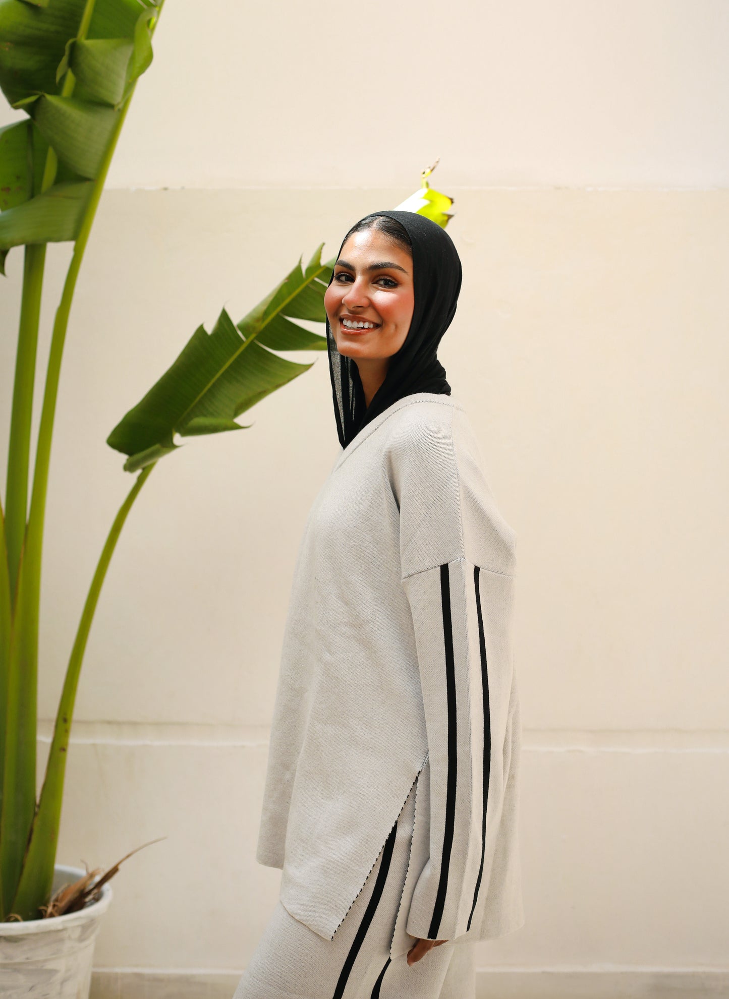 Line Knitwear Set White