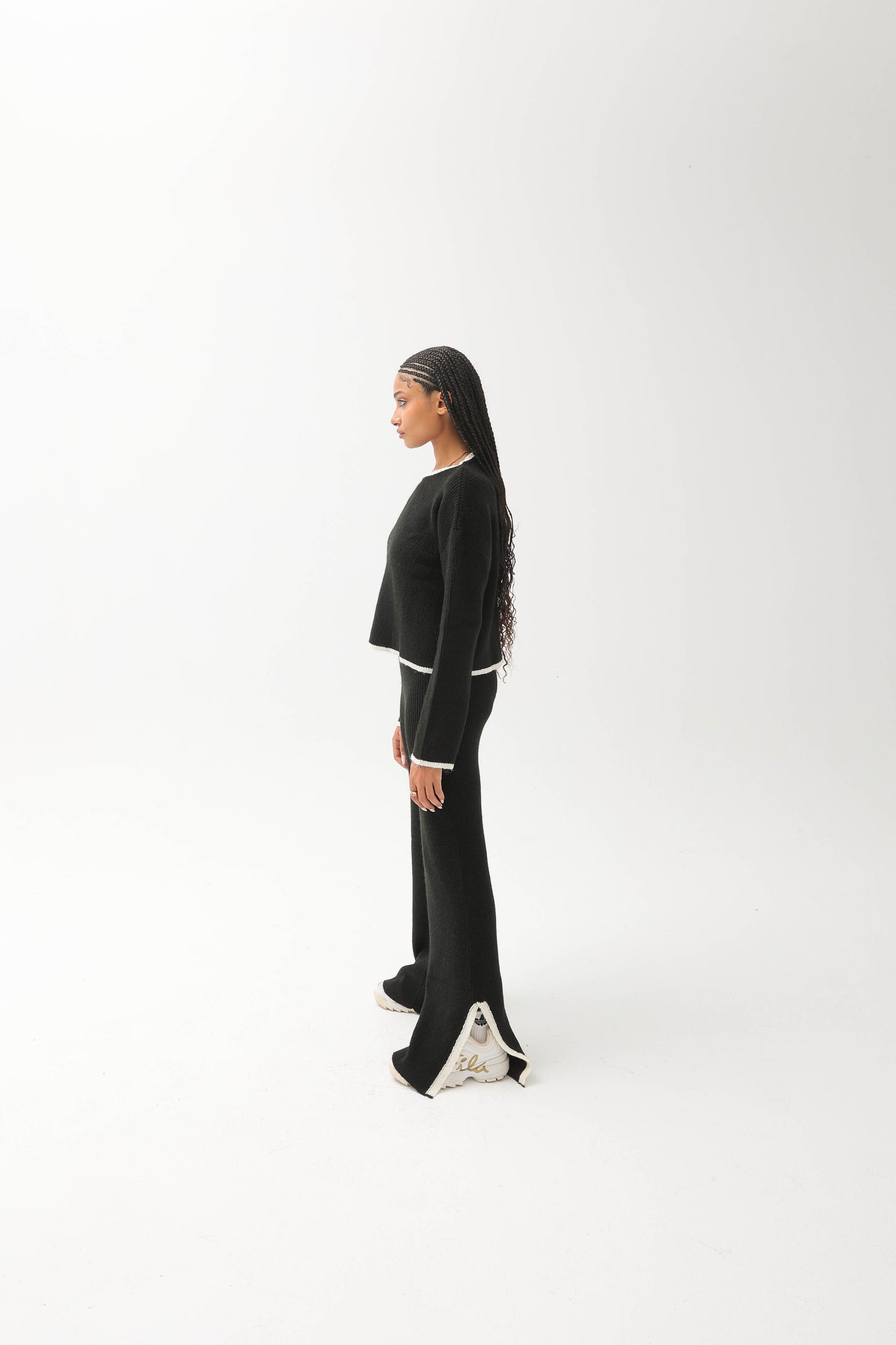 Knit Sweaters Two Piece Set Black