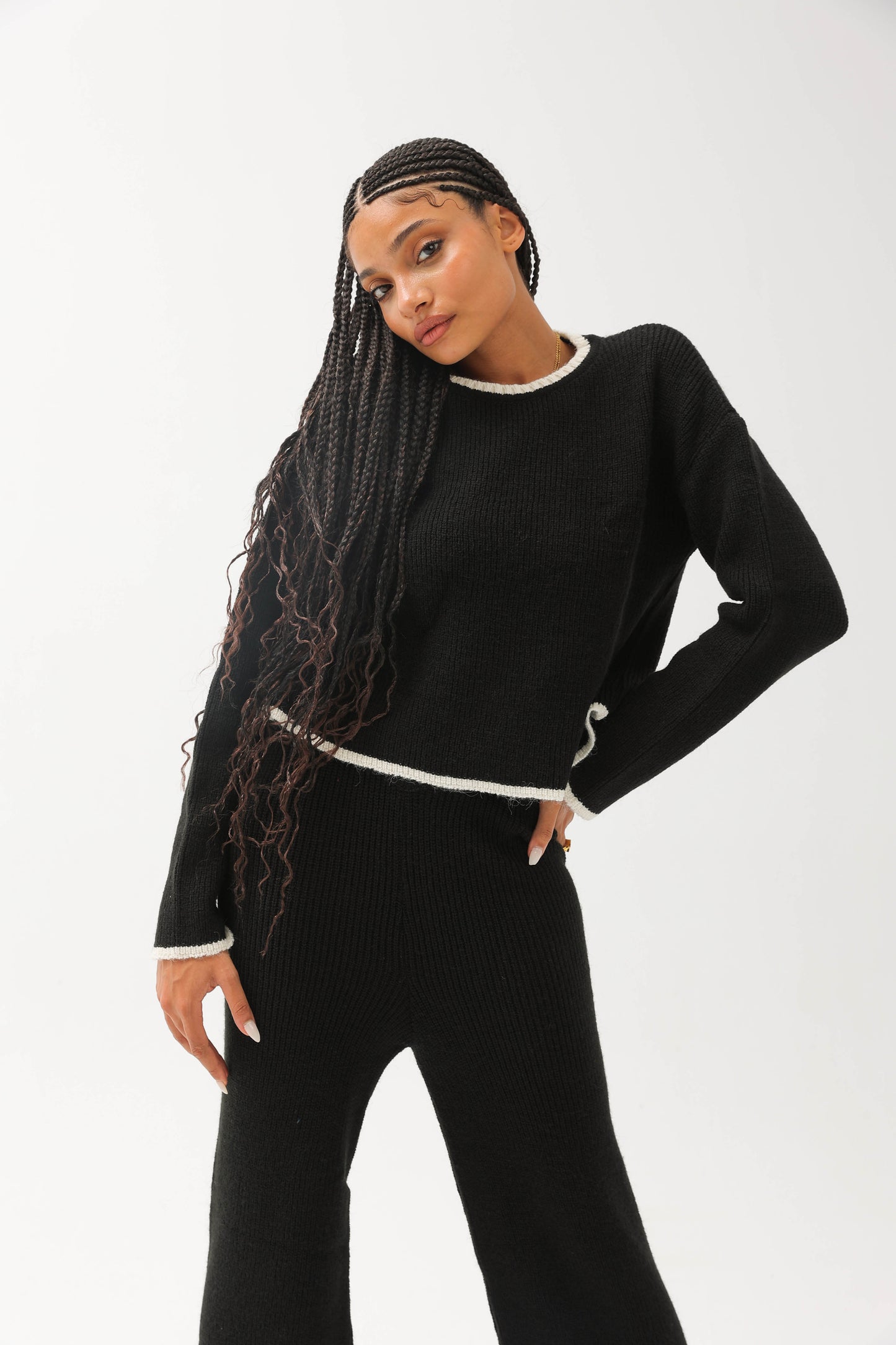 Knit Sweaters Two Piece Set Black