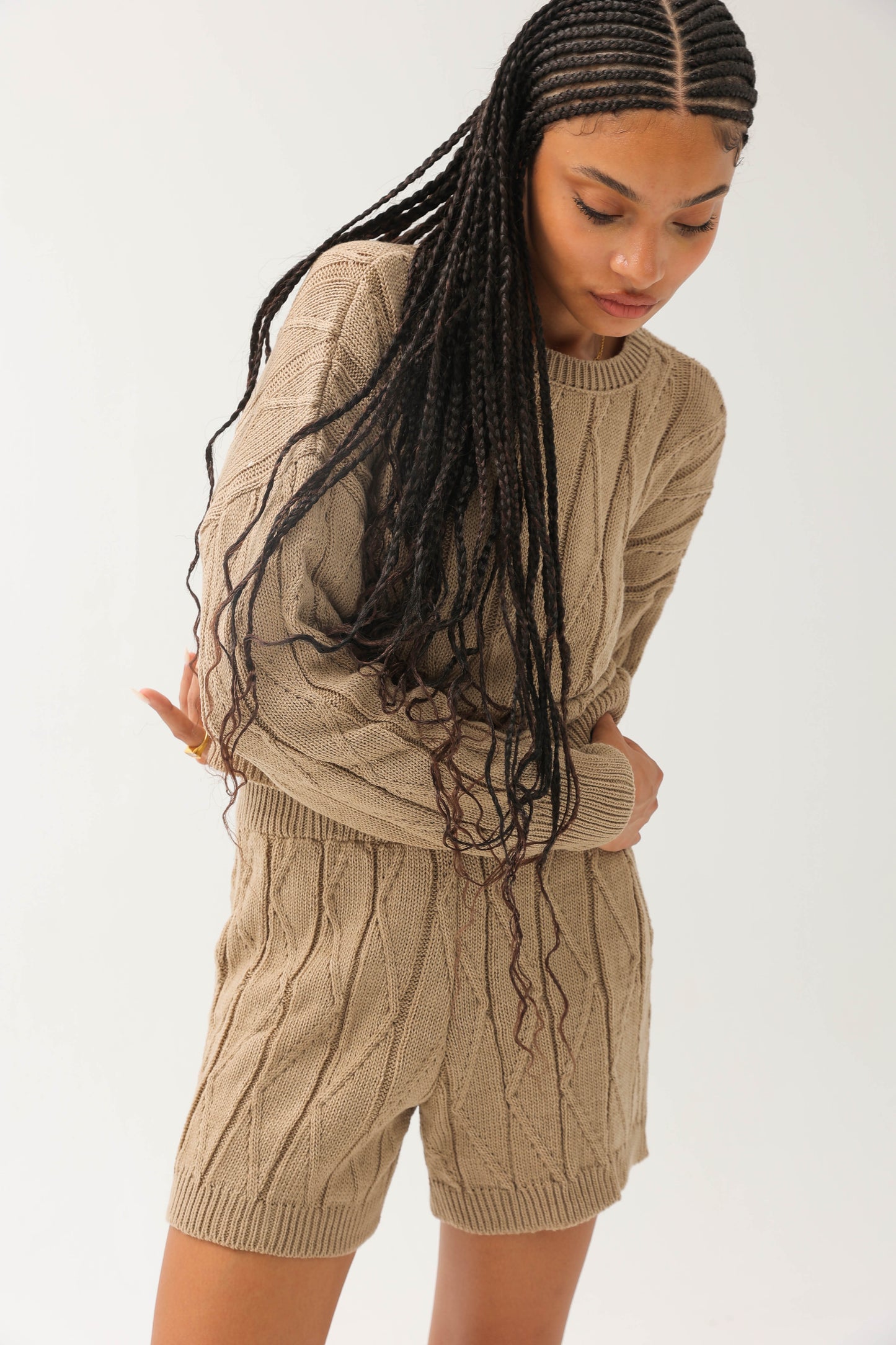 Knitted Short Set Beige