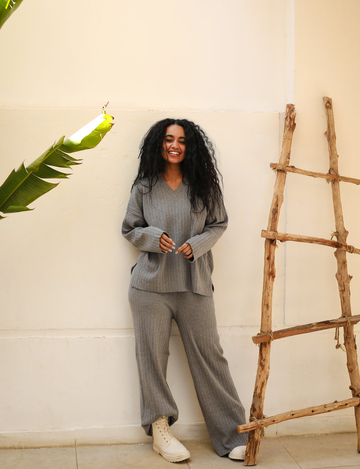Knitwear Ribbed Set Grey