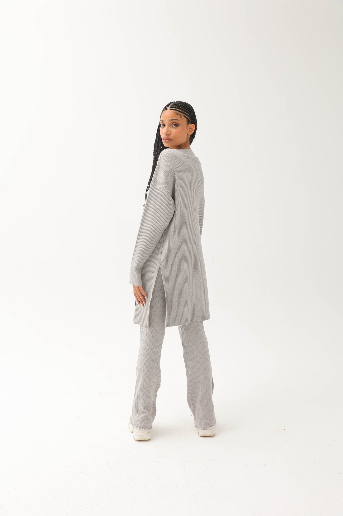 Ribbed Three Pieces Set Grey
