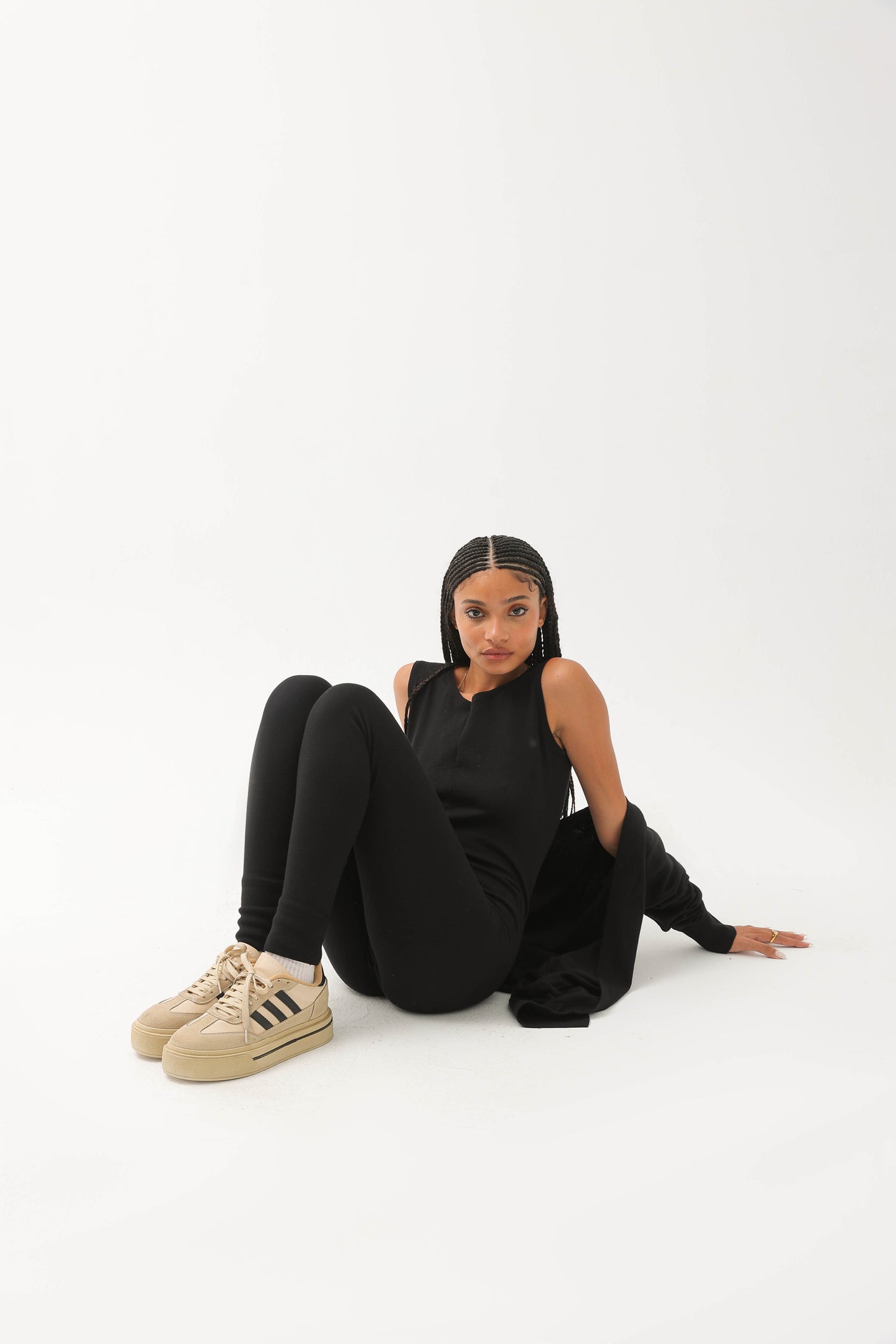 Jumpsuit With Cardigan Set Black