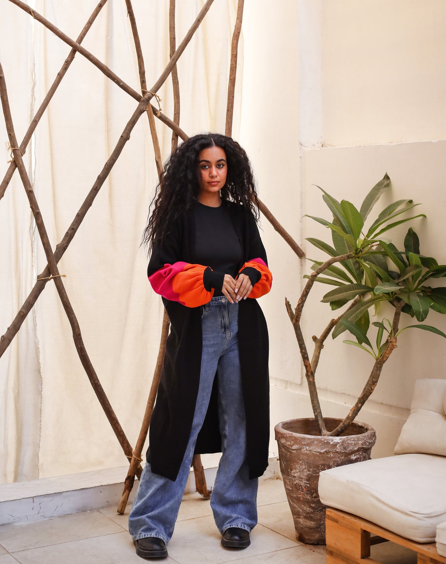 Puffy Sleeves Knitwear Cardigan