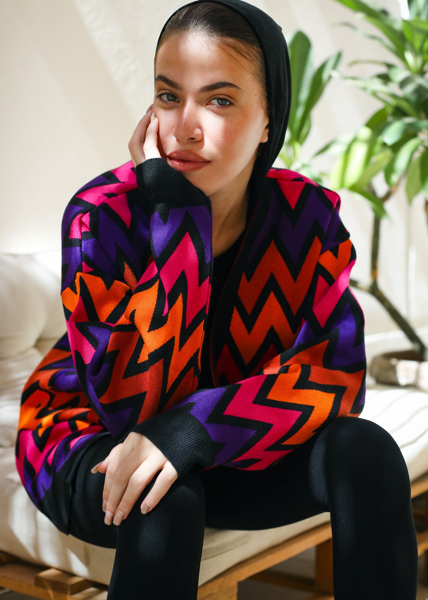 Zigzag Pattern Knitwear Cardigan