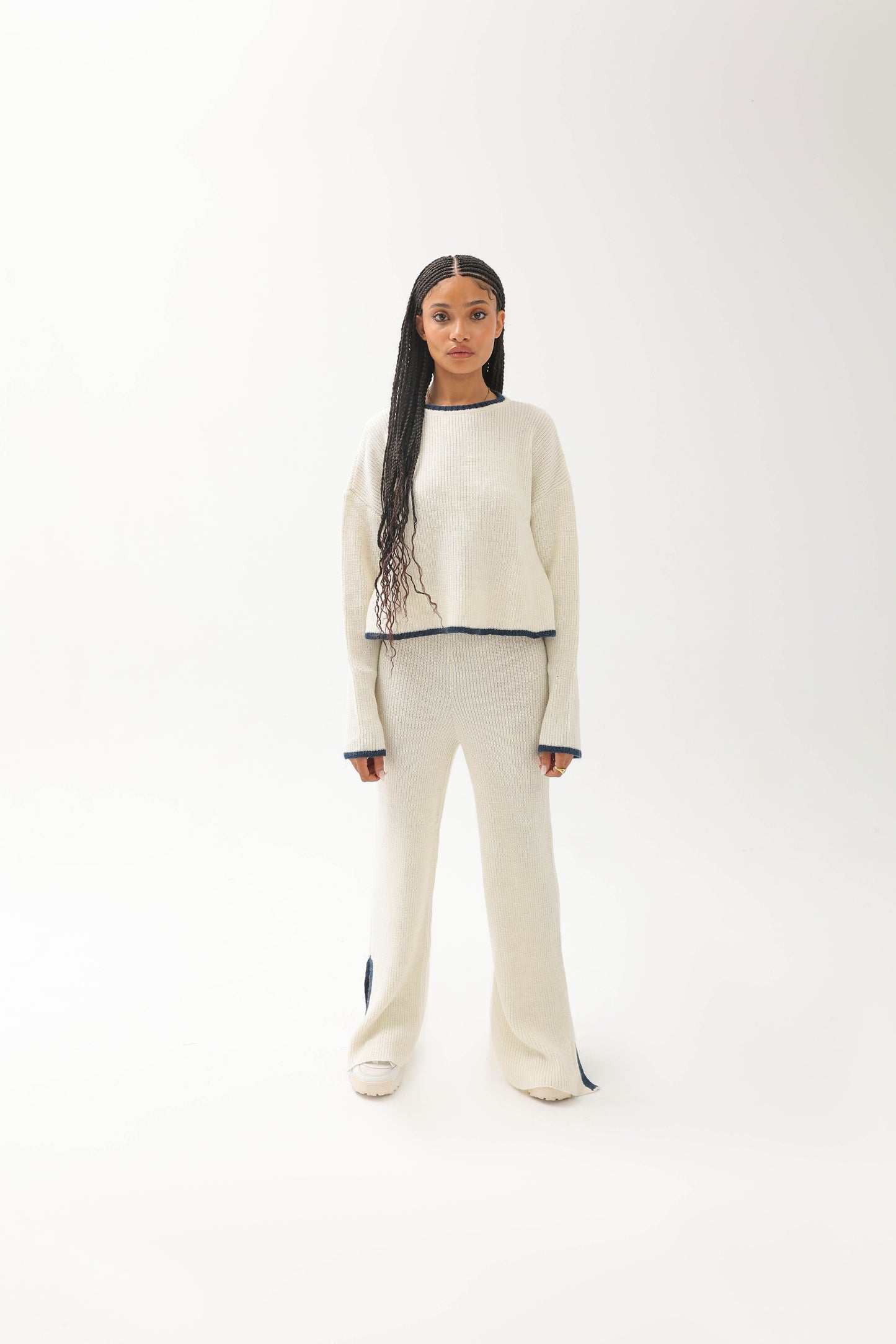 Knit Sweaters Two Piece Set White