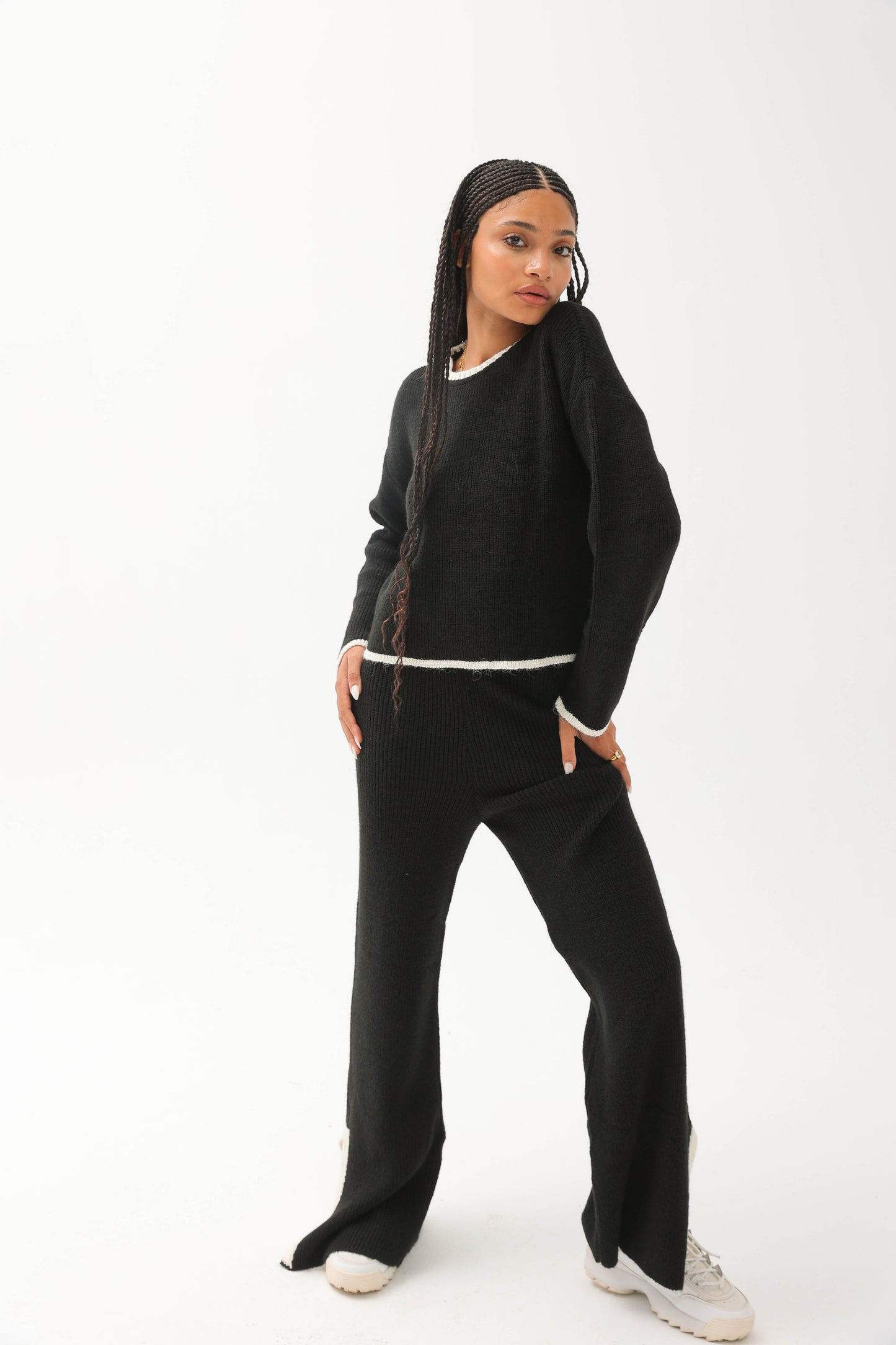 Knit Sweaters Two Piece Set Black