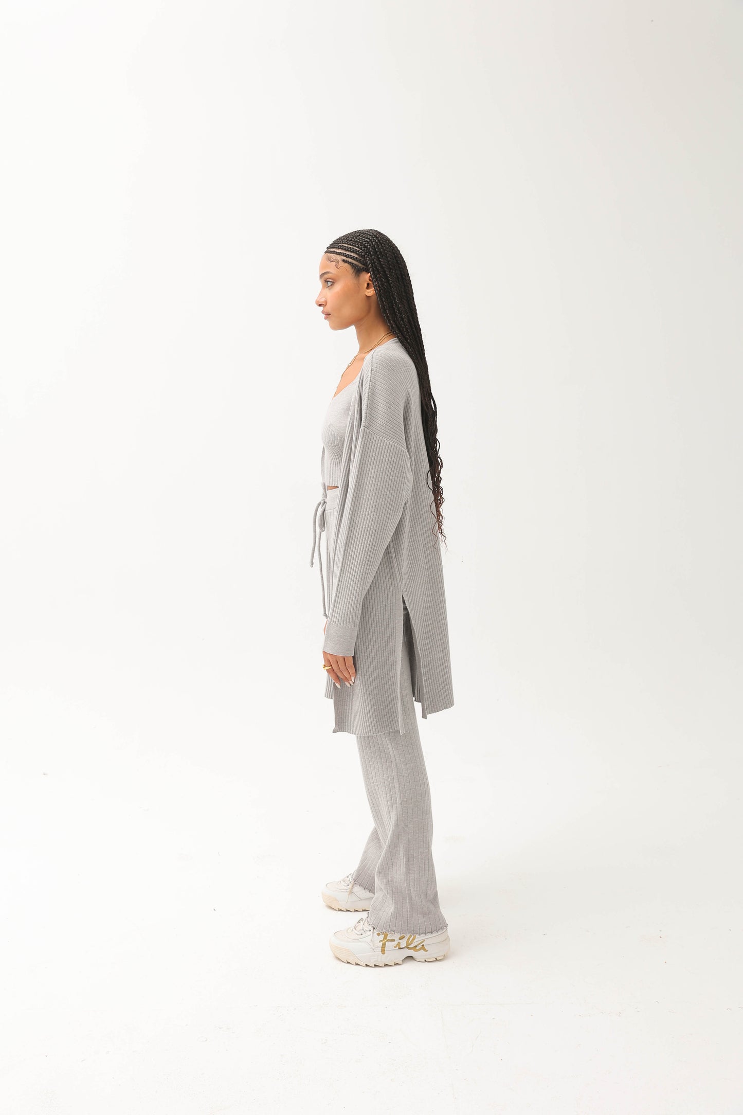 Ribbed Three Pieces Set Grey