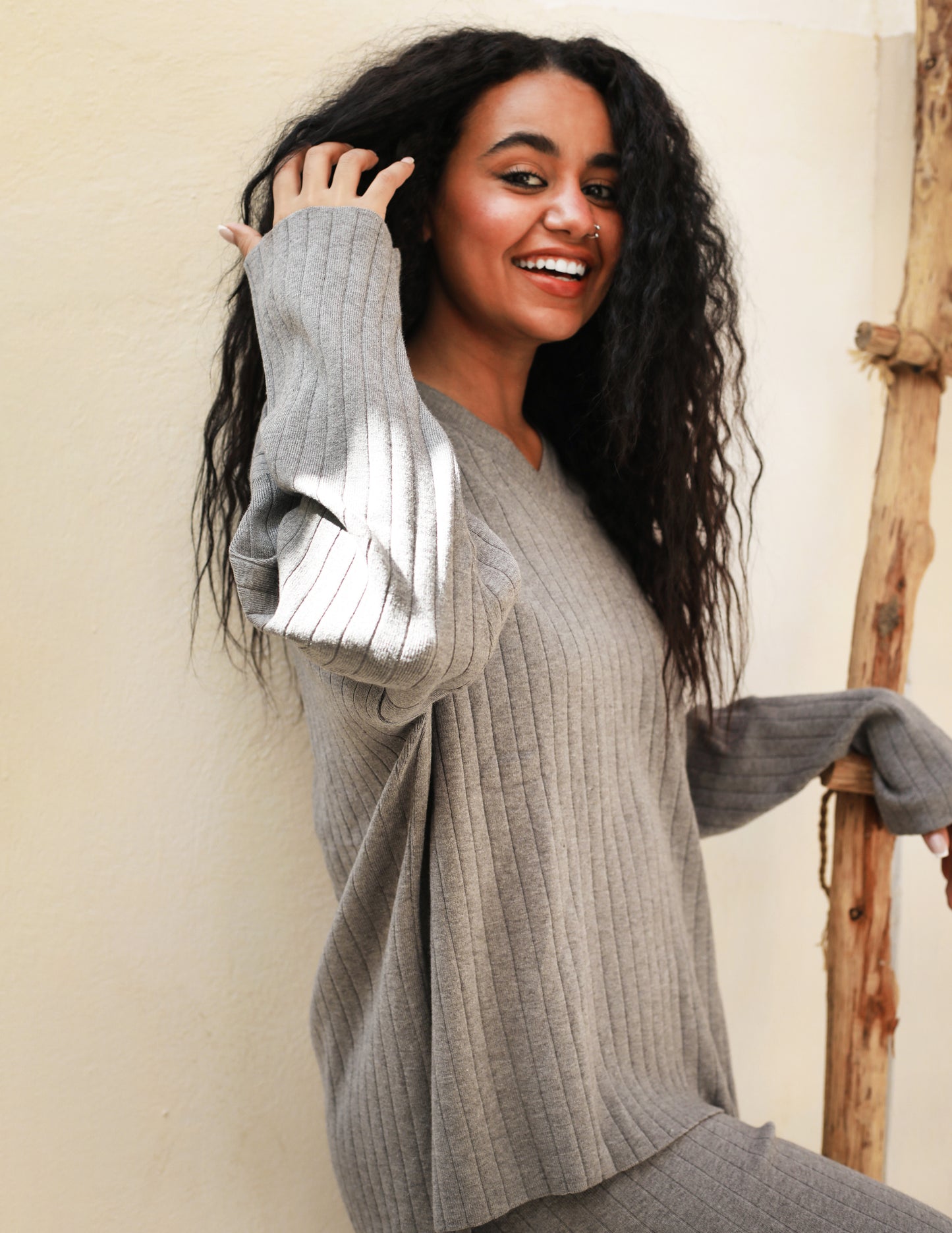 Knitwear Ribbed Set Grey