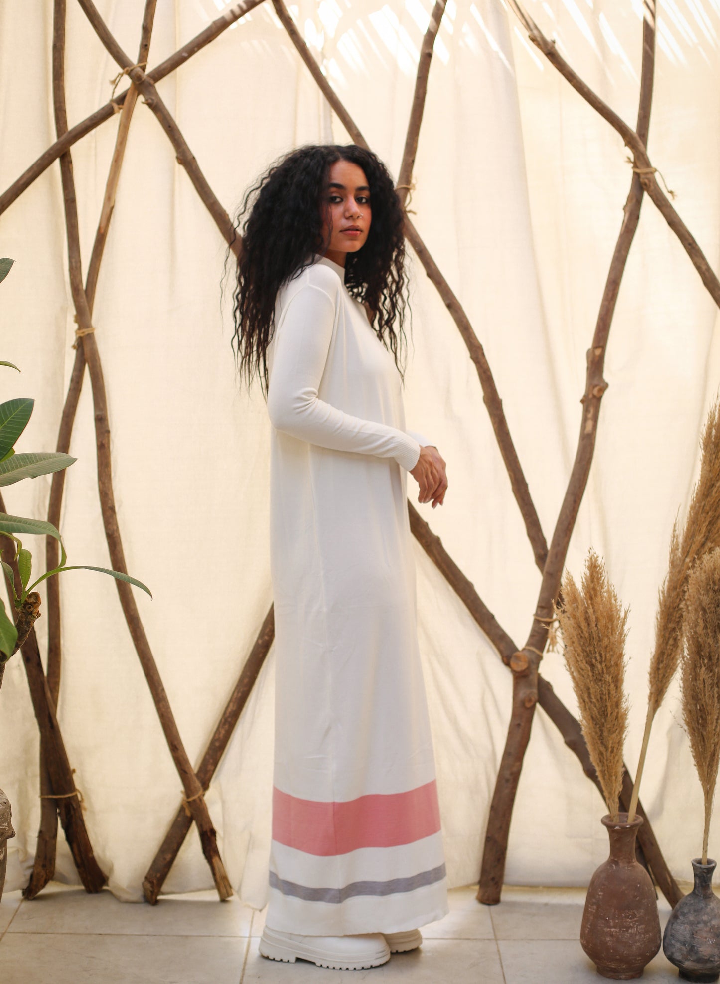 Basic Knitwear Dress White