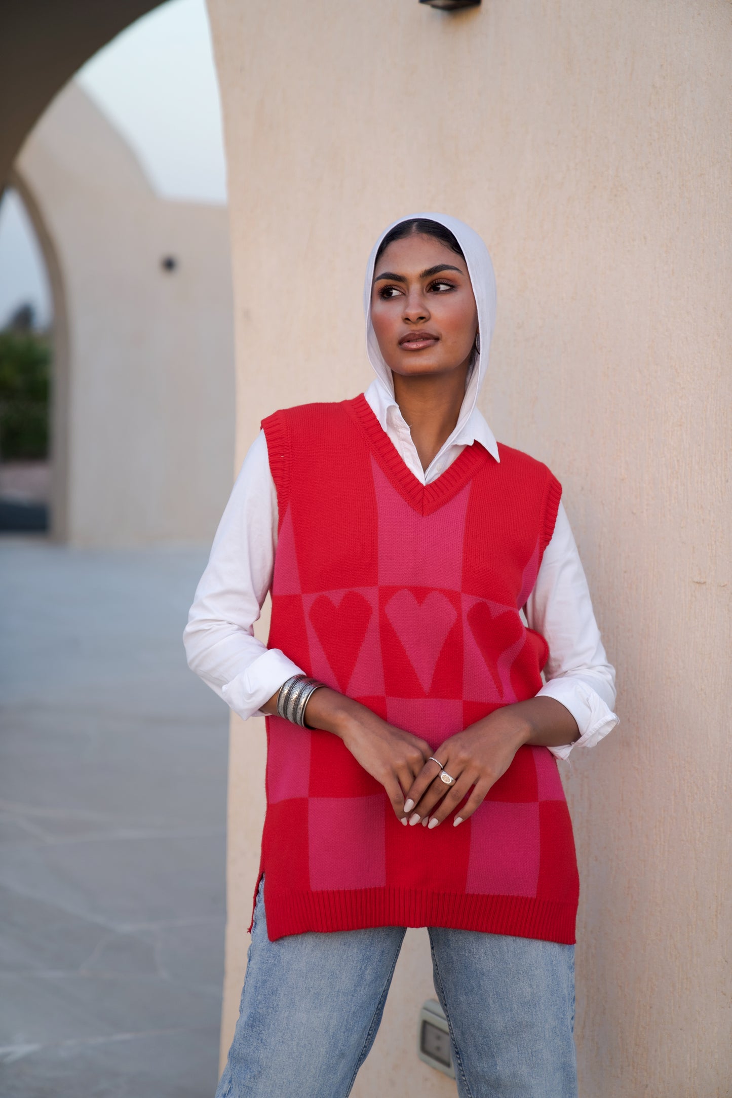 Queen of Heart Vest Pullover Pink
