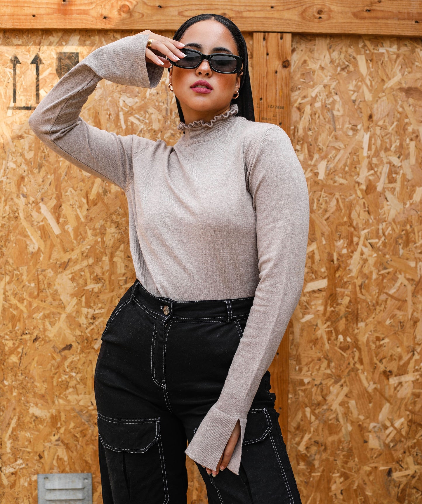 Turtleneck with Ruffle Pullover