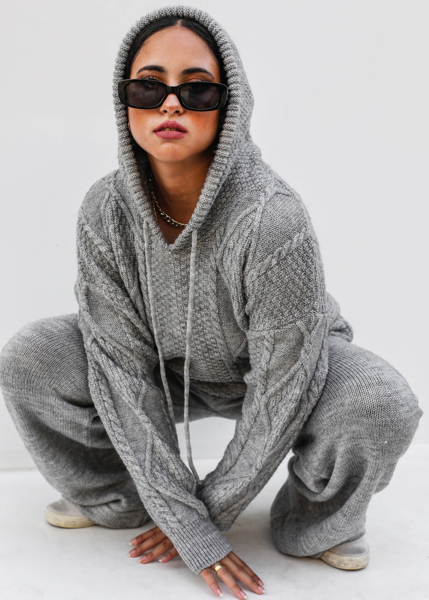 Cable Knitwear Set Grey
