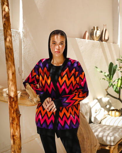 Zigzag Pattern Knitwear Cardigan