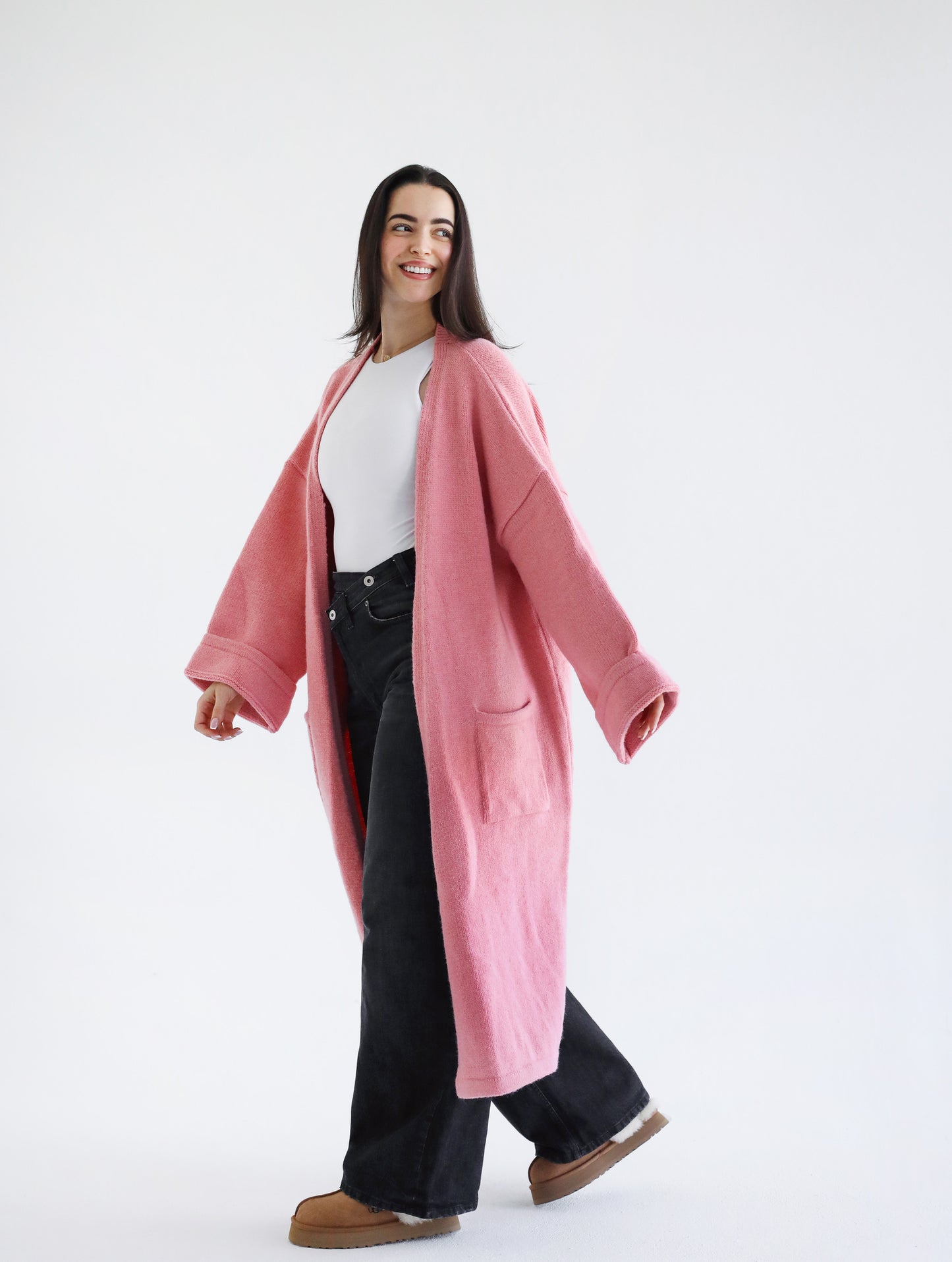Heavy Knitwear Coat - Pink