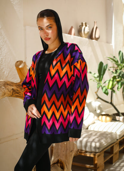 Zigzag Pattern Knitwear Cardigan