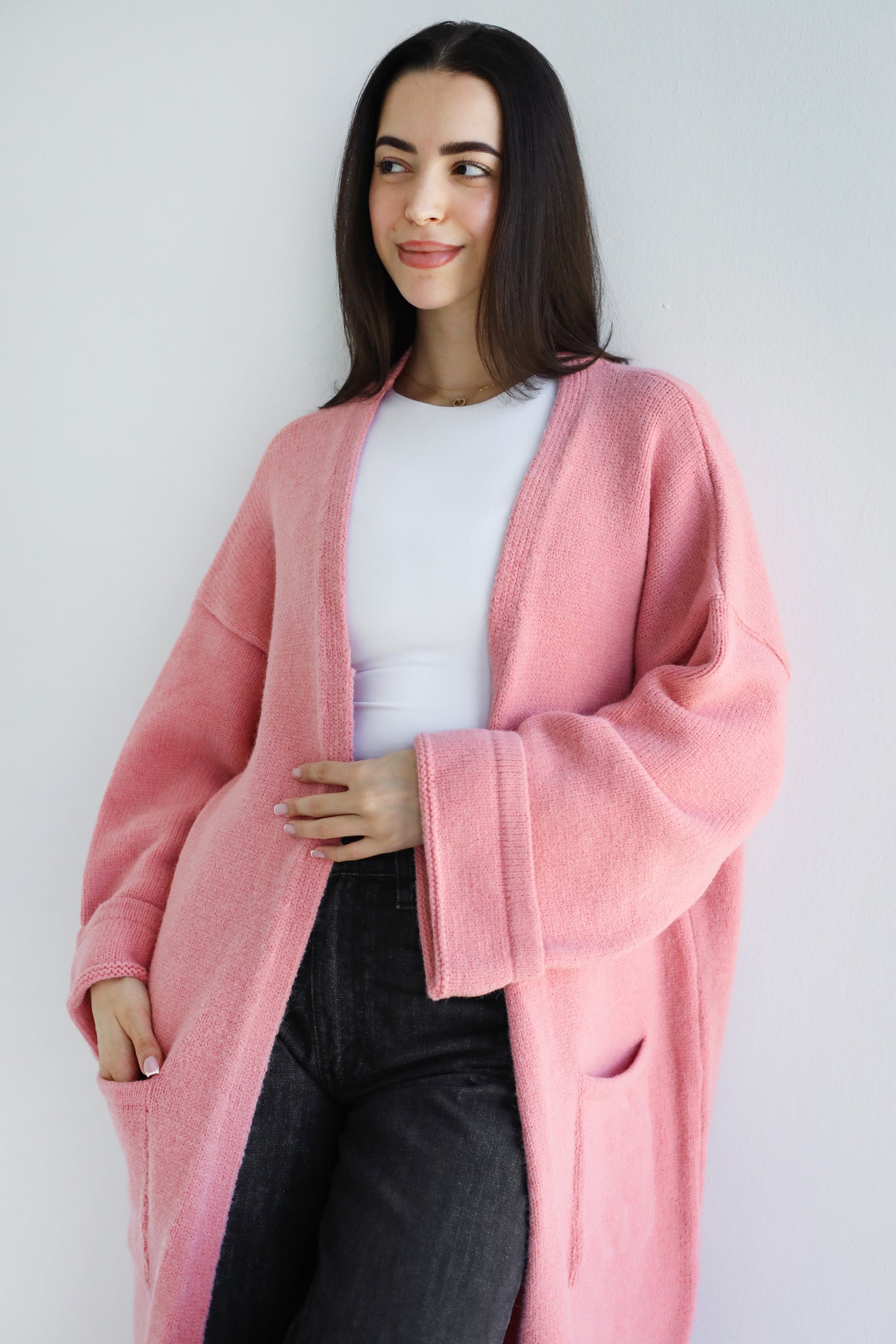 Heavy Knitwear Coat - Pink