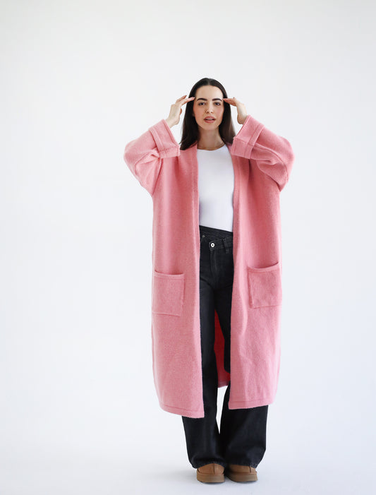 Heavy Knitwear Coat - Pink