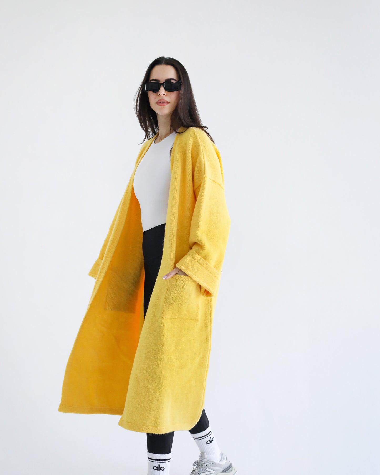Heavy Knitwear Coat - Yellow