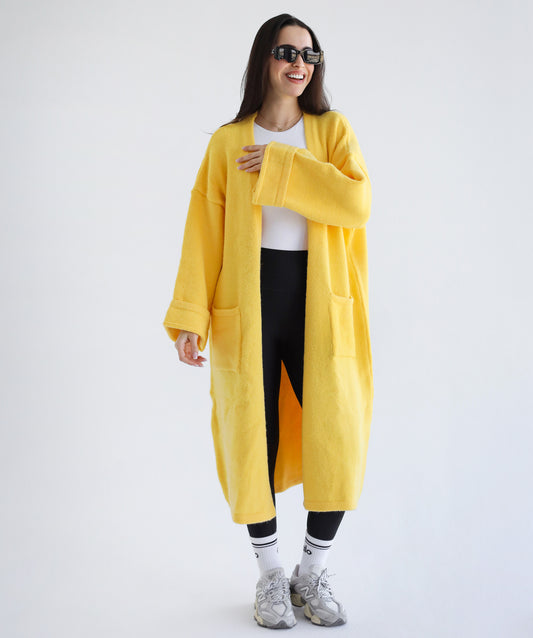 Heavy Knitwear Coat - Yellow