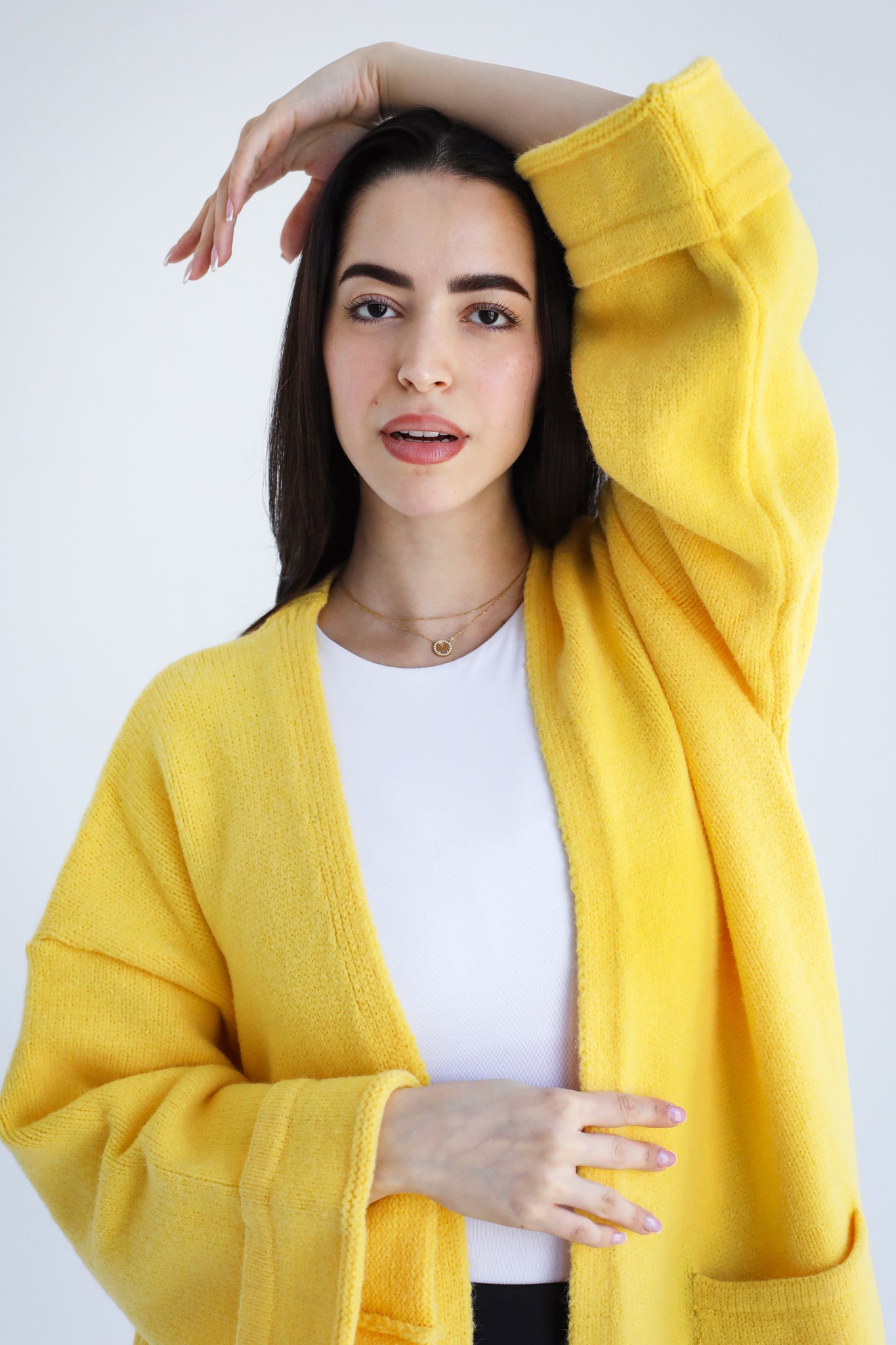 Heavy Knitwear Coat - Yellow