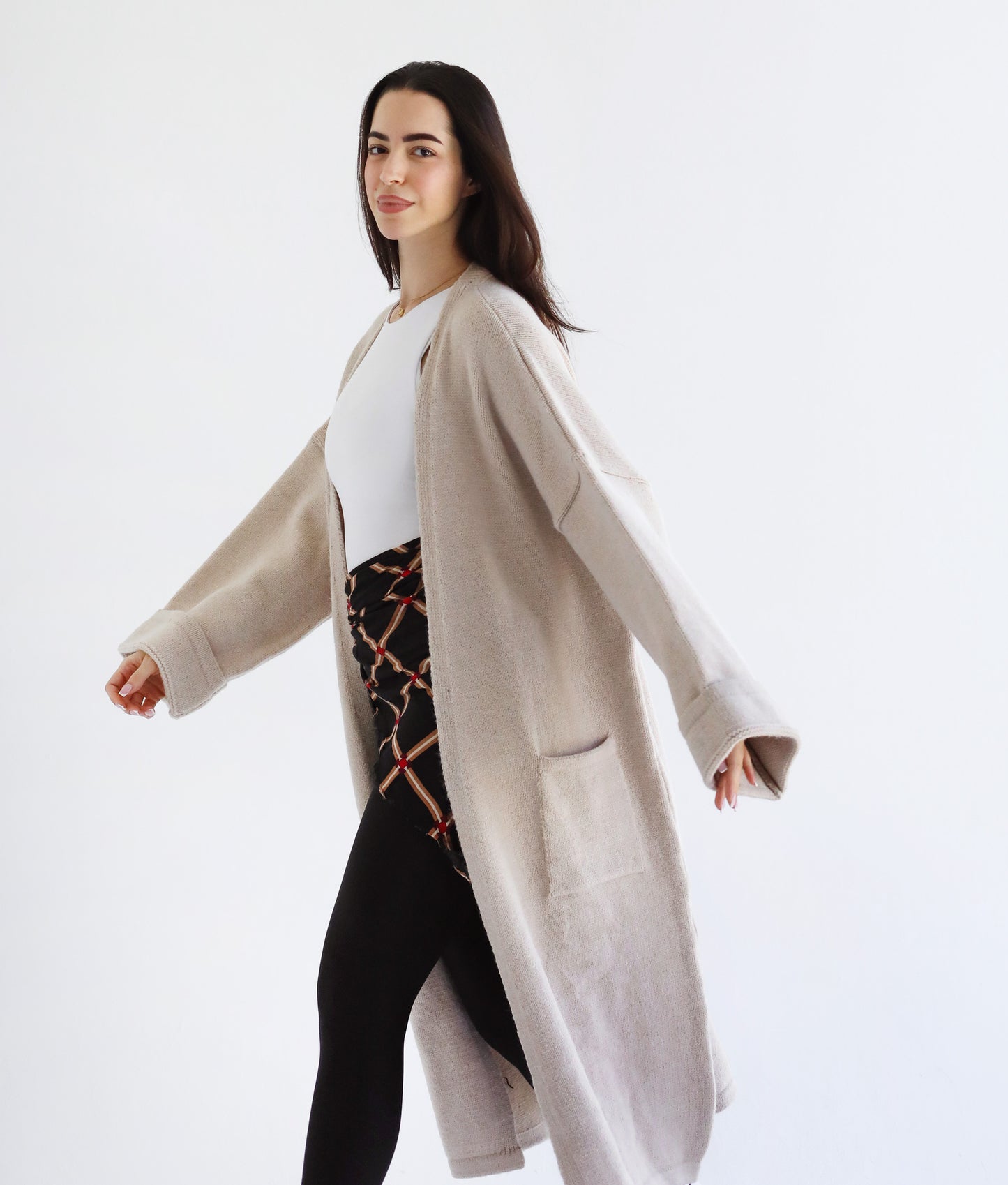 Heavy Knitwear Coat - Beige