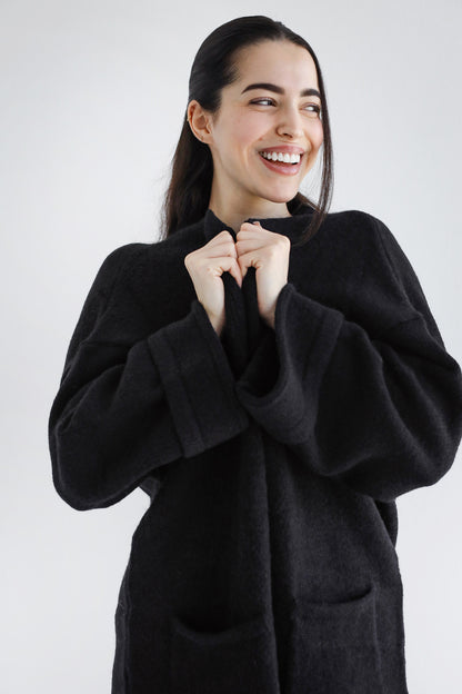 Heavy Knitwear Coat - Black
