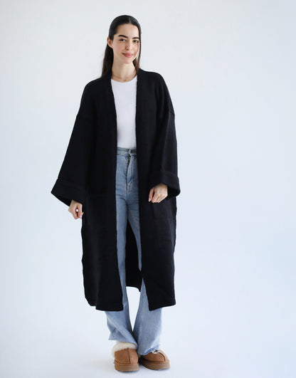 Heavy Knitwear Coat - Black