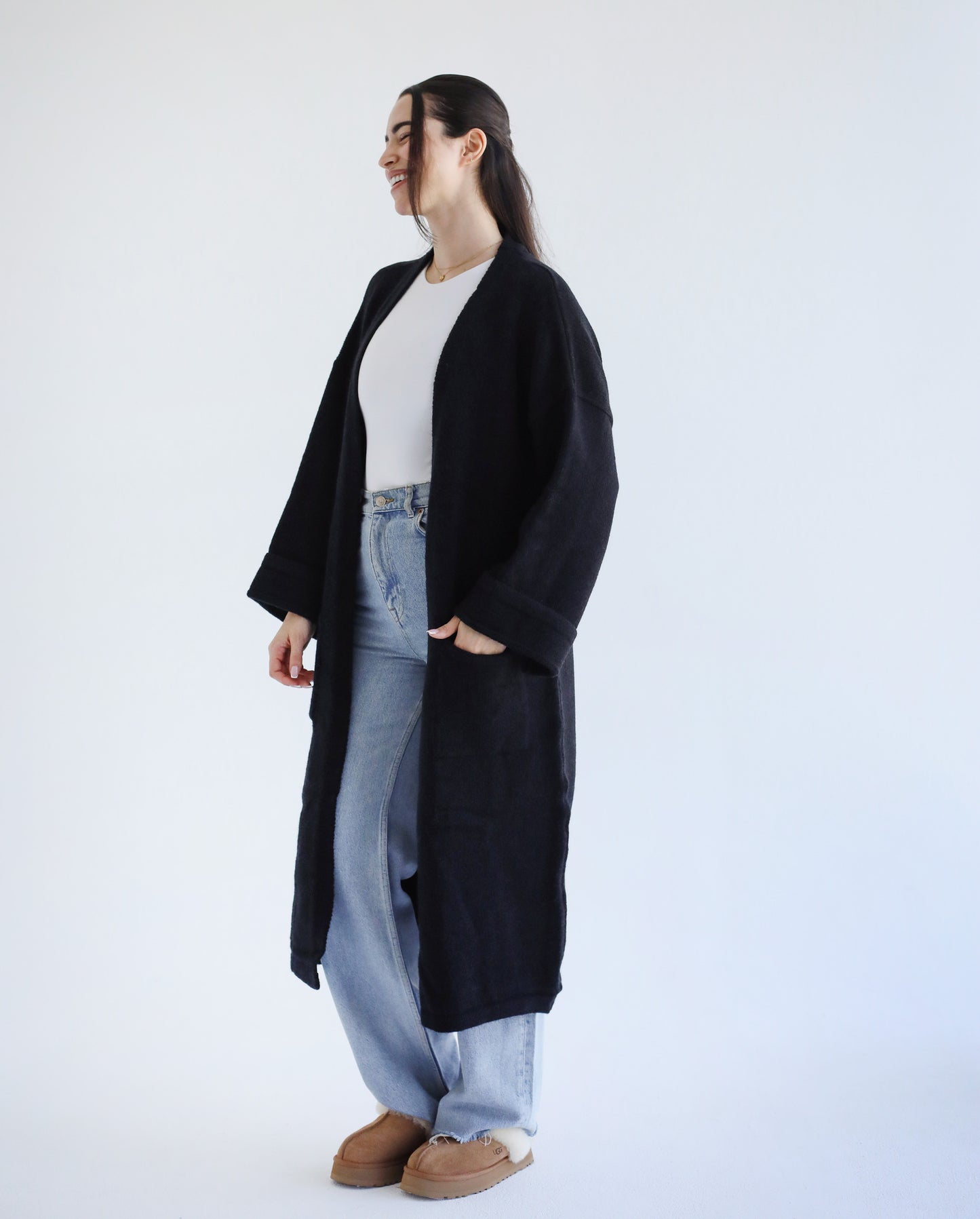 Heavy Knitwear Coat - Black