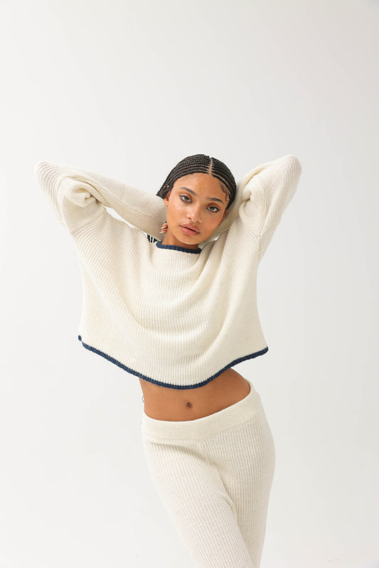 Knit Sweaters Two Piece Set White